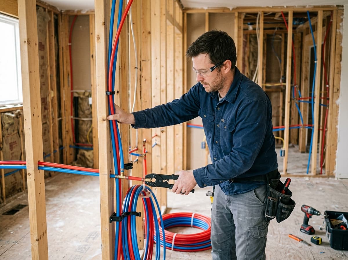 New PEX water lines running through a home